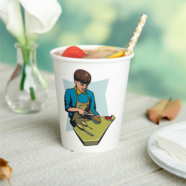 Shoe Repair Cobbler Vintage Shoemaker Paper Cups (Creator Uploaded)