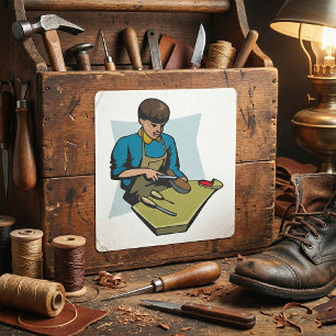 Shoe Repair Cobbler Vintage Shoemaker Square Sticker