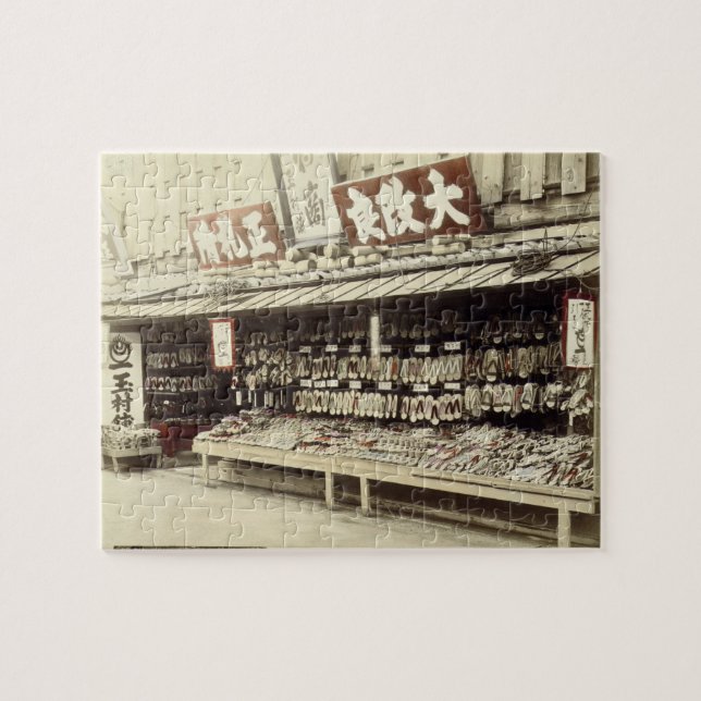 Shoe shop in Kyoto, c.1890 (hand-coloured photo) Jigsaw Puzzle (Horizontal)