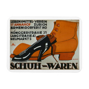 'Shoe Shops', Zurich (colour litho) Magnet