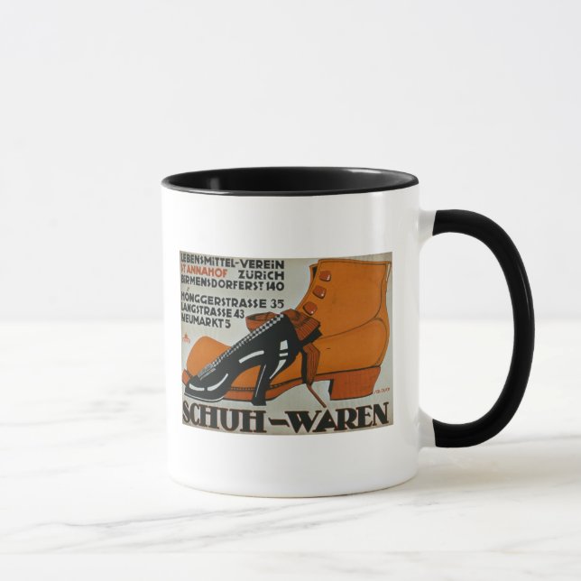 'Shoe Shops', Zurich (colour litho) Mug (Right)