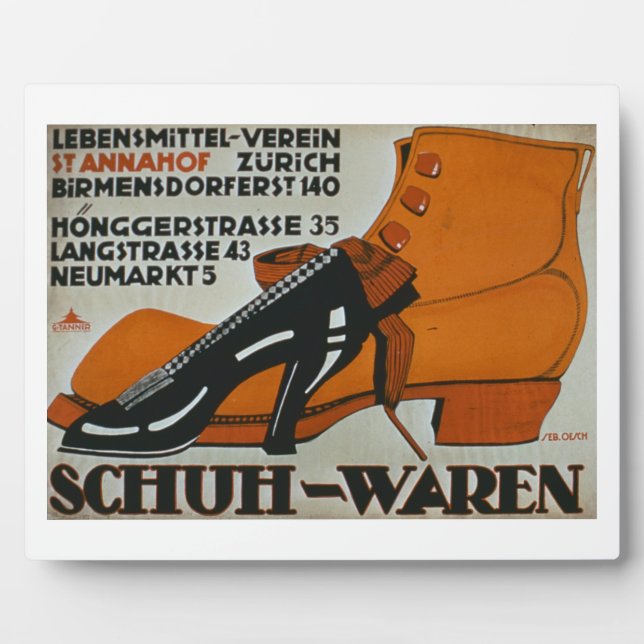 'Shoe Shops', Zurich (colour litho) Plaque (Front)