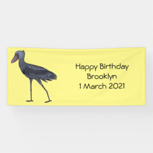Shoebill bird cartoon illustration banner