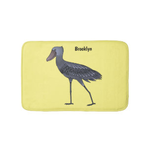 Shoebill bird cartoon illustration bath mat