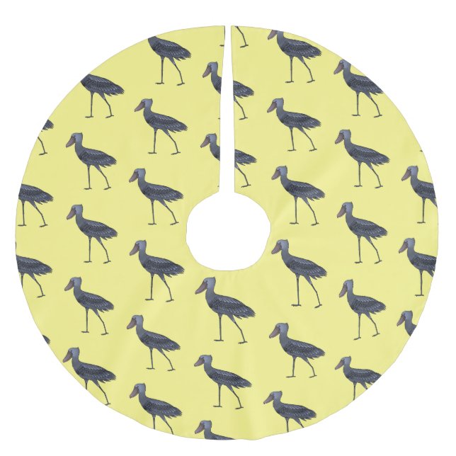 Shoebill bird cartoon illustration brushed polyester tree skirt (Front)