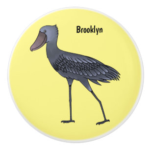 Shoebill bird cartoon illustration ceramic knob