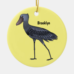 Shoebill bird cartoon illustration  ceramic ornament