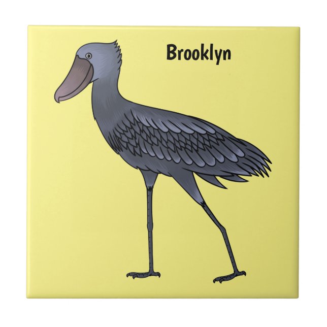 Shoebill bird cartoon illustration  ceramic tile (Front)
