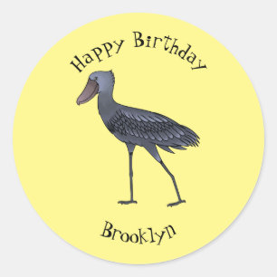 Shoebill bird cartoon illustration classic round sticker