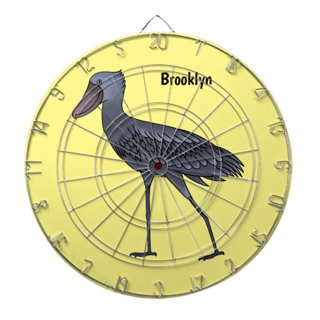 Shoebill bird cartoon illustration dartboard (Front)