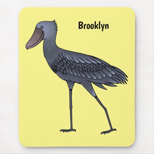 Shoebill bird cartoon illustration mouse pad (Front)