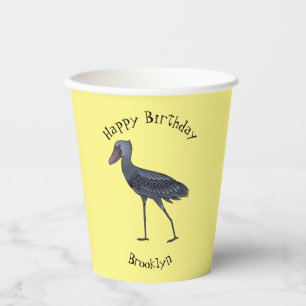 Shoebill bird cartoon illustration paper cups