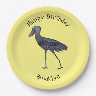 Shoebill bird cartoon illustration paper plate