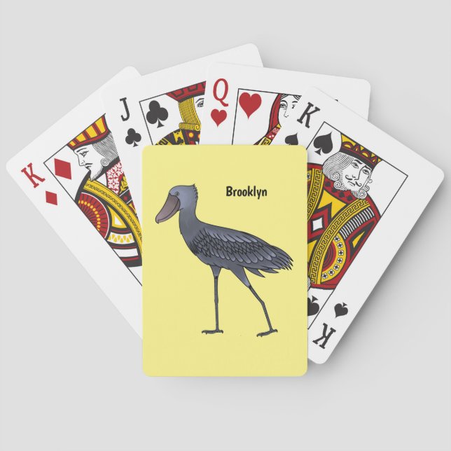 Shoebill bird cartoon illustration playing cards (Back)