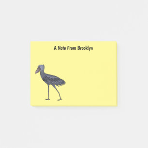 Shoebill bird cartoon illustration post-it notes