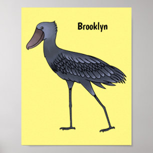Shoebill bird cartoon illustration poster