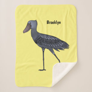 Shoebill bird cartoon illustration sherpa blanket