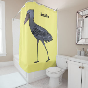Shoebill bird cartoon illustration  shower curtain