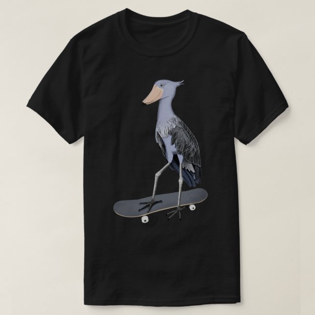 Shoebill Bird Skateboard Birdwatcher Animal Biolog T-Shirt (Design Front)