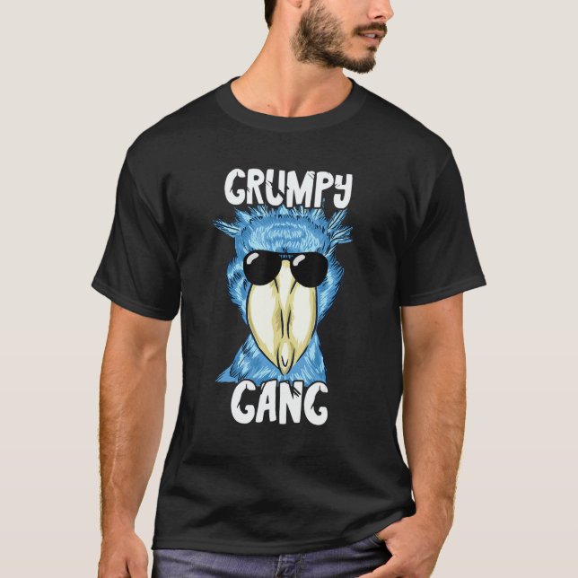 Shoebill Grumpy Gang Sunglass African Stork Shoebi T-Shirt (Front)