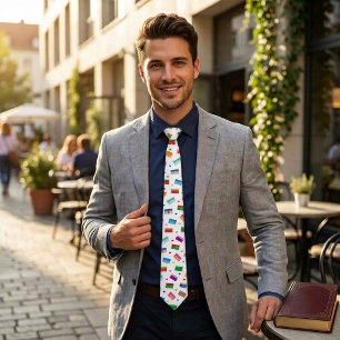 Shoebox Love Neck Tie - White