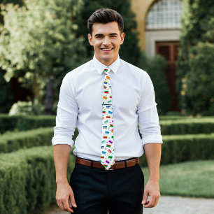 Shoebox Love Neck Tie - White