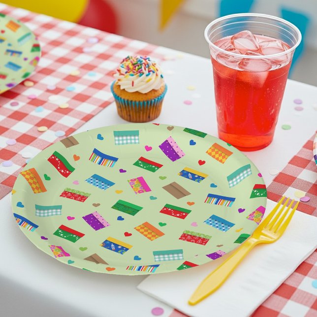 Shoebox Love Party Plates - Green (Creator Uploaded)