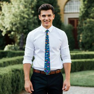 Shoebox Star Neck Tie - Blue