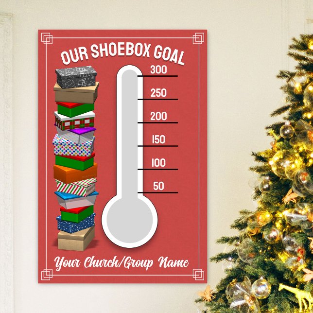 Shoebox Thermometer Poster - Red (Personalize this poster to best fit your shoebox-collecting occasion!)