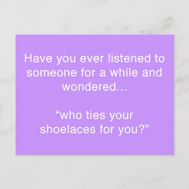 SHOELACE INSULT FUNNY HUMOR SAYINGS POSTCARD (Front)