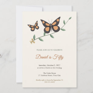 Shoemaker Butterfly 50th Birthday Party Invitation