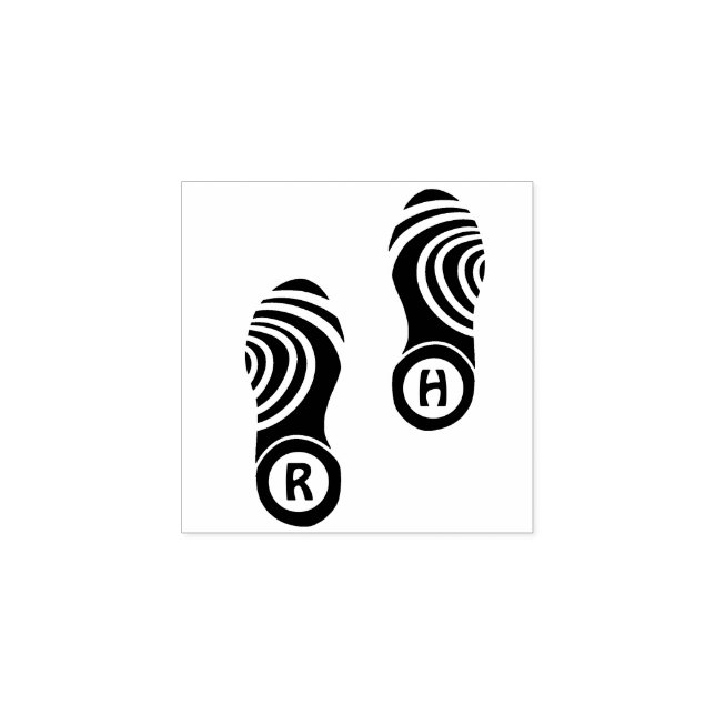 Shoeprint - Shoe Print Monogram Custom  Rubber Stamp (Imprint)