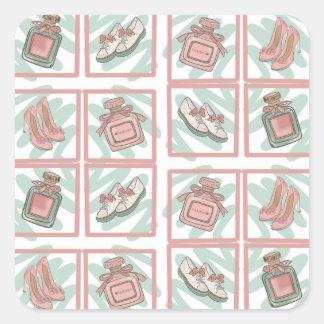 Shoes and Fun Squares Shoe Lovers Pastel Colours Square Sticker