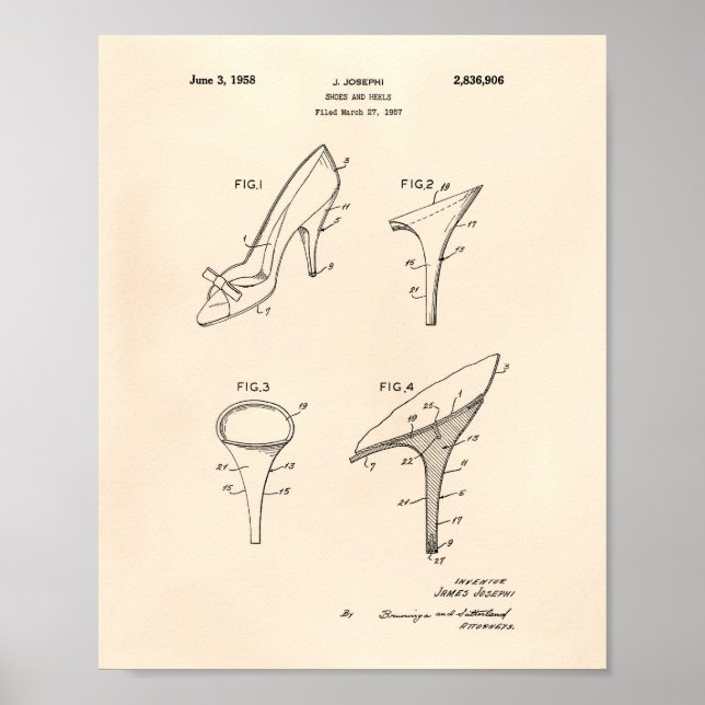 Shoes and Heels 1958 Patent Art Old Peper Poster (Front)