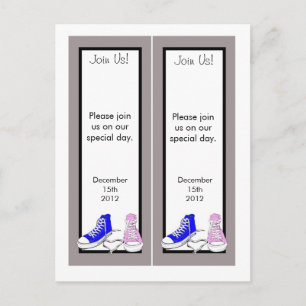 Shoes Blue/Pink Save the Date Bookmarks Announcement Postcard