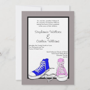 Shoes Blue/Pink Wedding Invitation