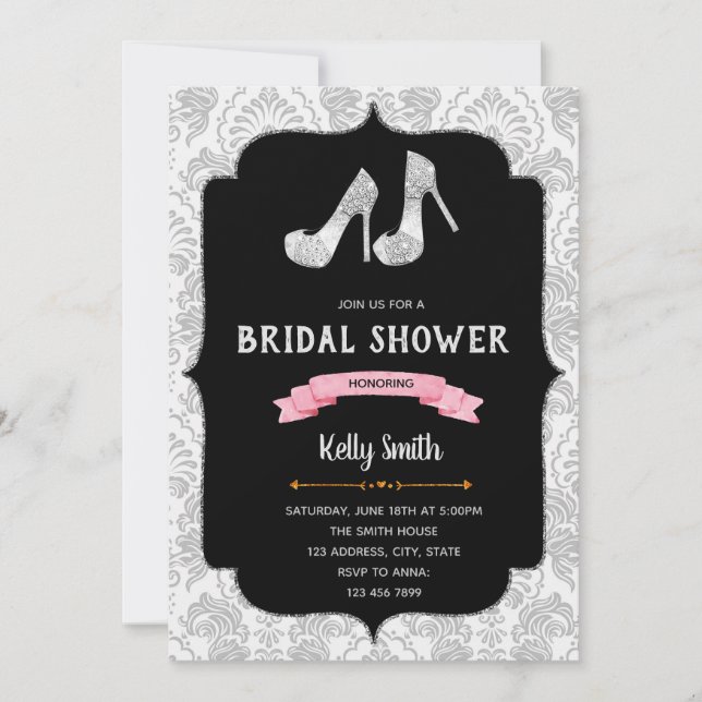 Shoes bridal shower theme invitation (Front)