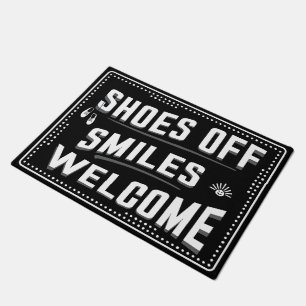 Shoes Off Smiles Welcome lovely message for guests Doormat