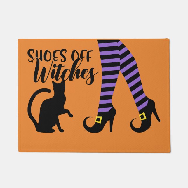 Shoes Off Witches Halloween Doormat (Front)