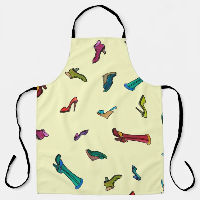 Shoes watercolor seamless pattern apron (Front)