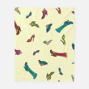 Shoes watercolor seamless pattern fleece blanket