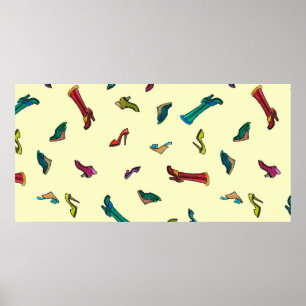 Shoes watercolor seamless pattern poster