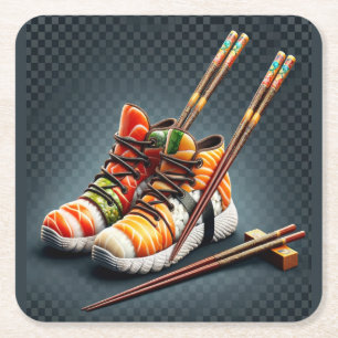 Shoeshi ME - Unique Sushi Sneaker Square Paper Coaster