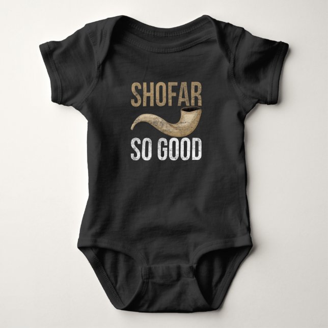 Shofar Ancient Musical Horn Jewish Quote Baby Bodysuit (Front)