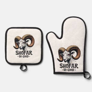 Shofar so good Jewish Goat Hanukkah Lovers Oven Mitt & Pot Holder Set