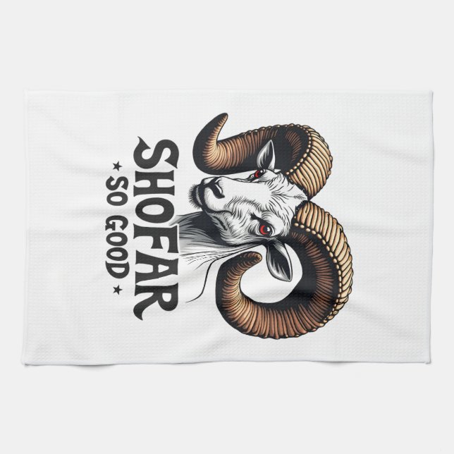 Shofar so good Jewish Goat Hanukkah Lovers  Tea Towel (Horizontal)