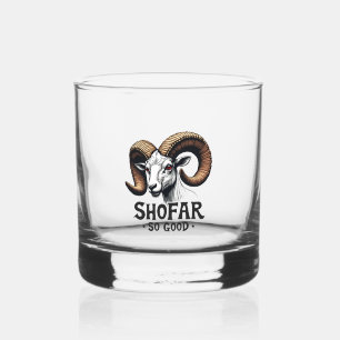 Shofar so good Jewish Goat Hanukkah Lovers Whiskey Glass