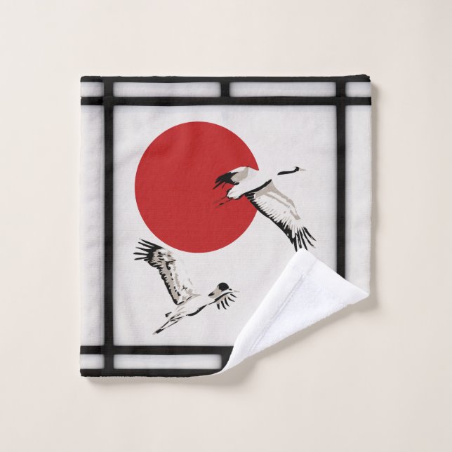 shoji - flying crane bath towel set (Wash Cloth)