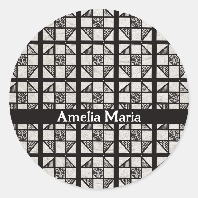 Shoo Fly Patchwork Block Classic Round Sticker (Front)