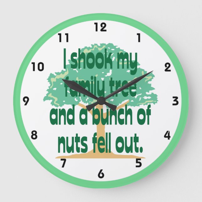 Shook My Family Tree Genealogy Large Clock (Front)